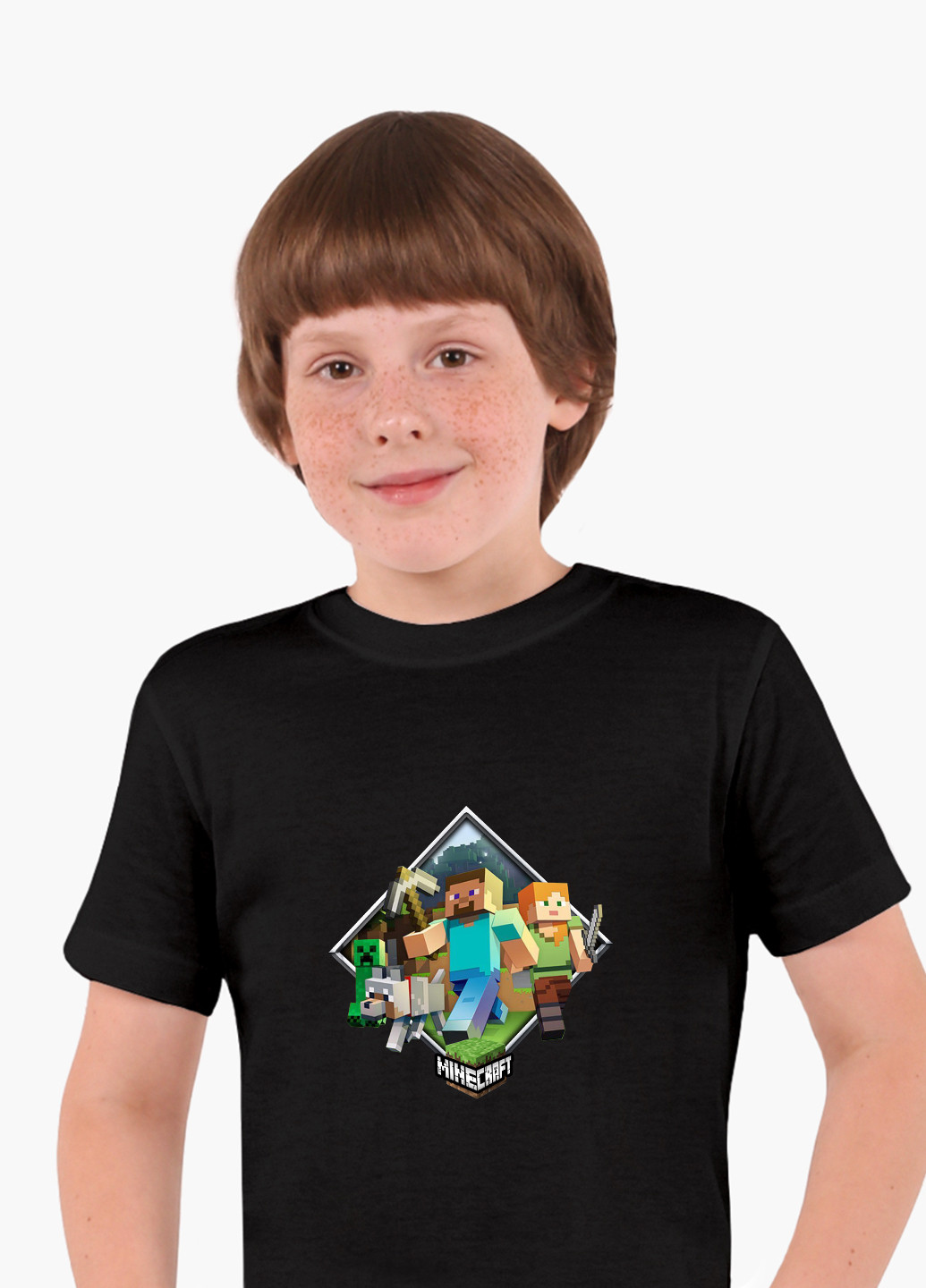 Черная демисезонная футболка детская майнкрафт (minecraft)(9224-1175) MobiPrint