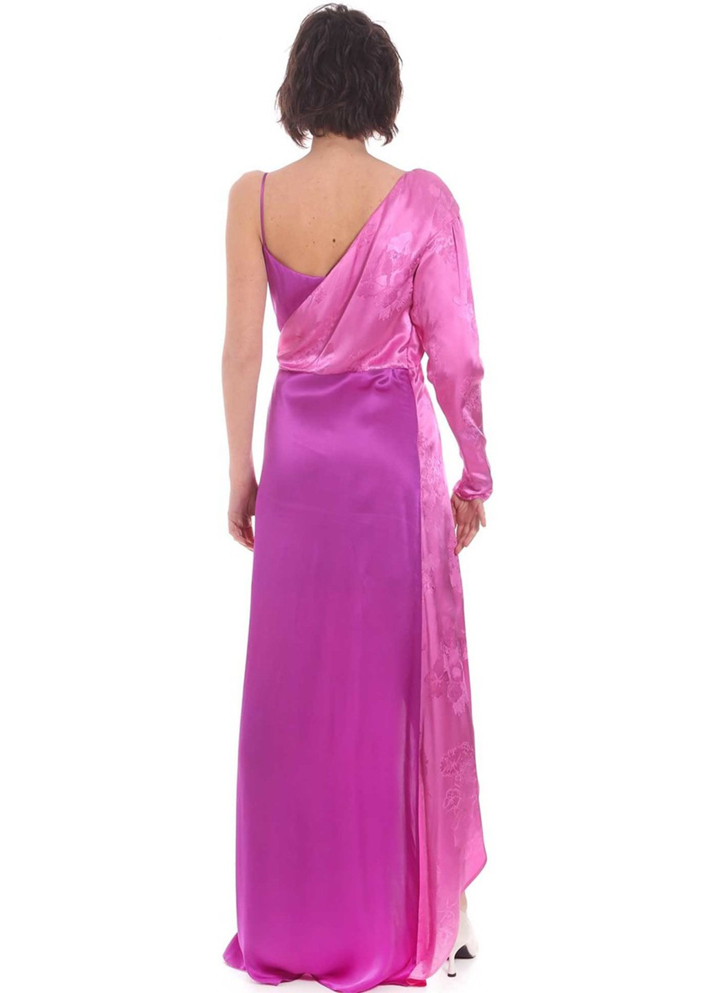 Фуксинова (кольору Фукія) вечірня плаття, сукня на одне плече, на запах Pinko однотонна