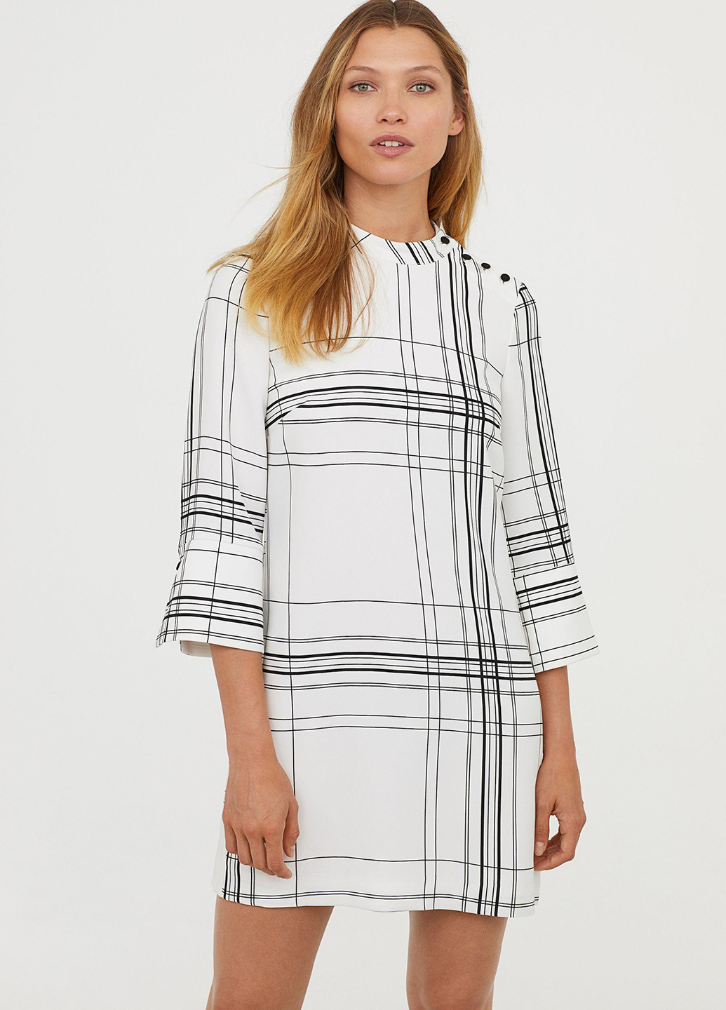 Білий кежуал сукня H&M в клітинку