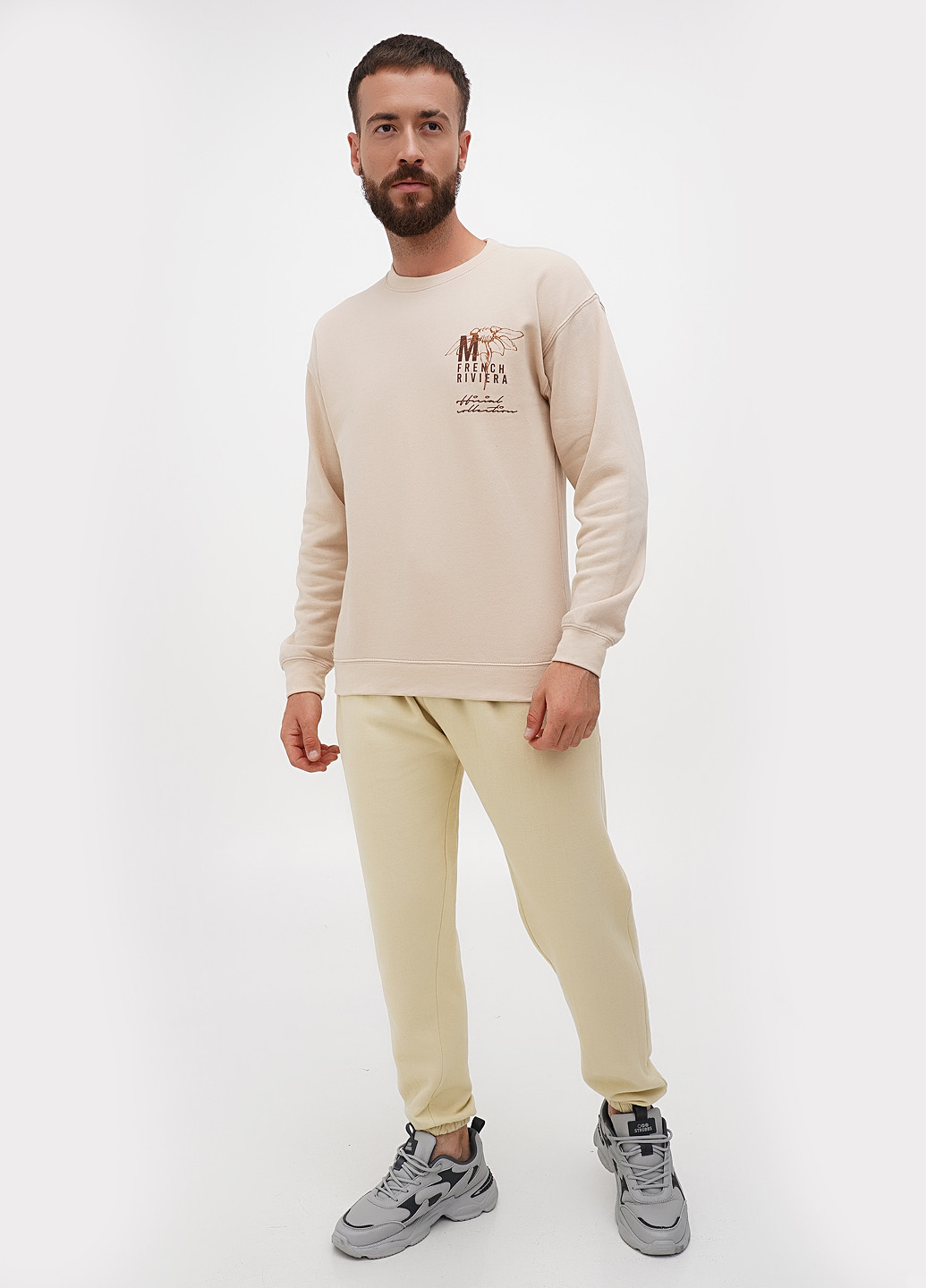 Бежевый свитшот Boohoo рисунок без декора (302448732)