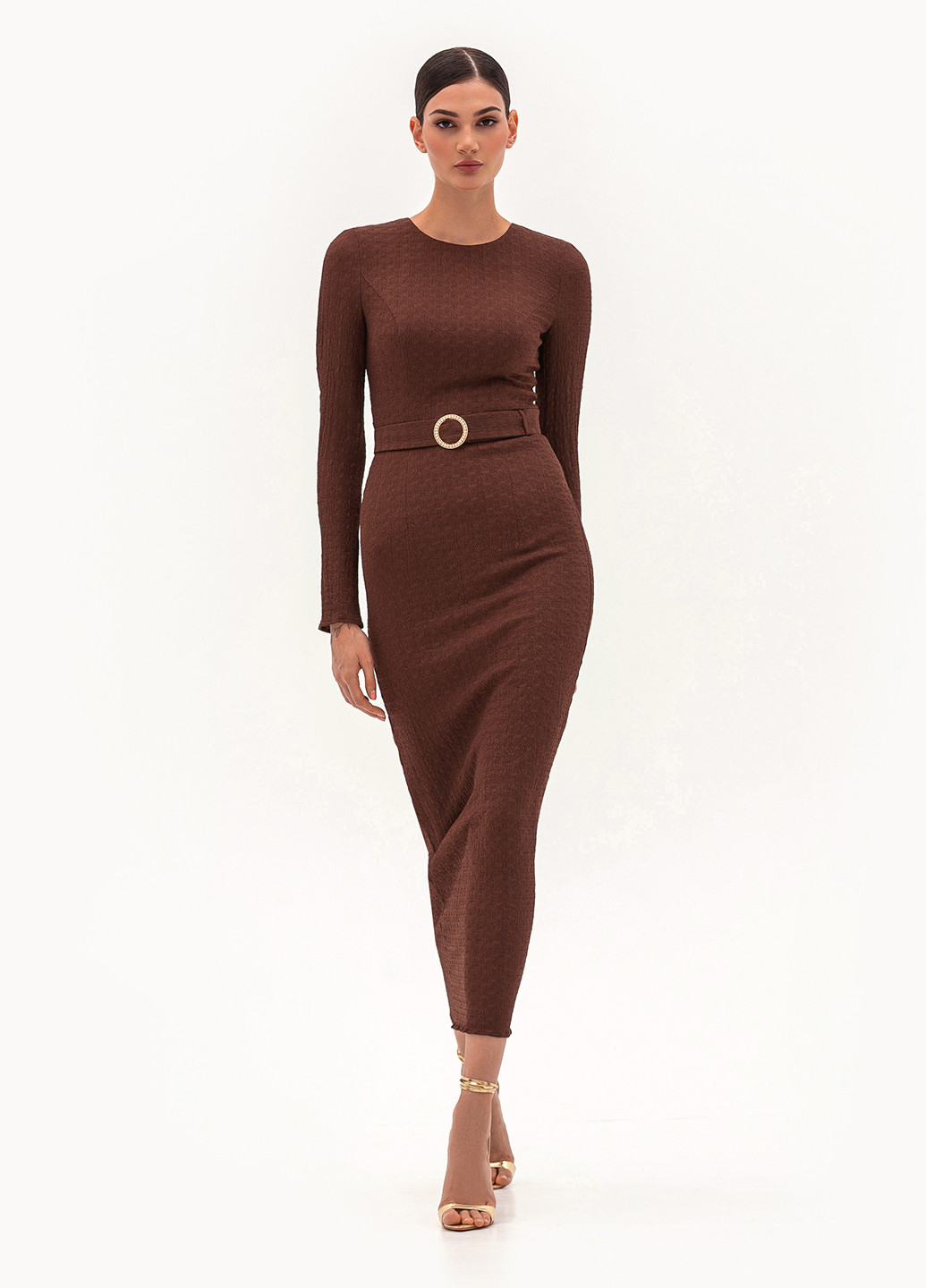 Коричневое кэжуал платье футляр BGL однотонное