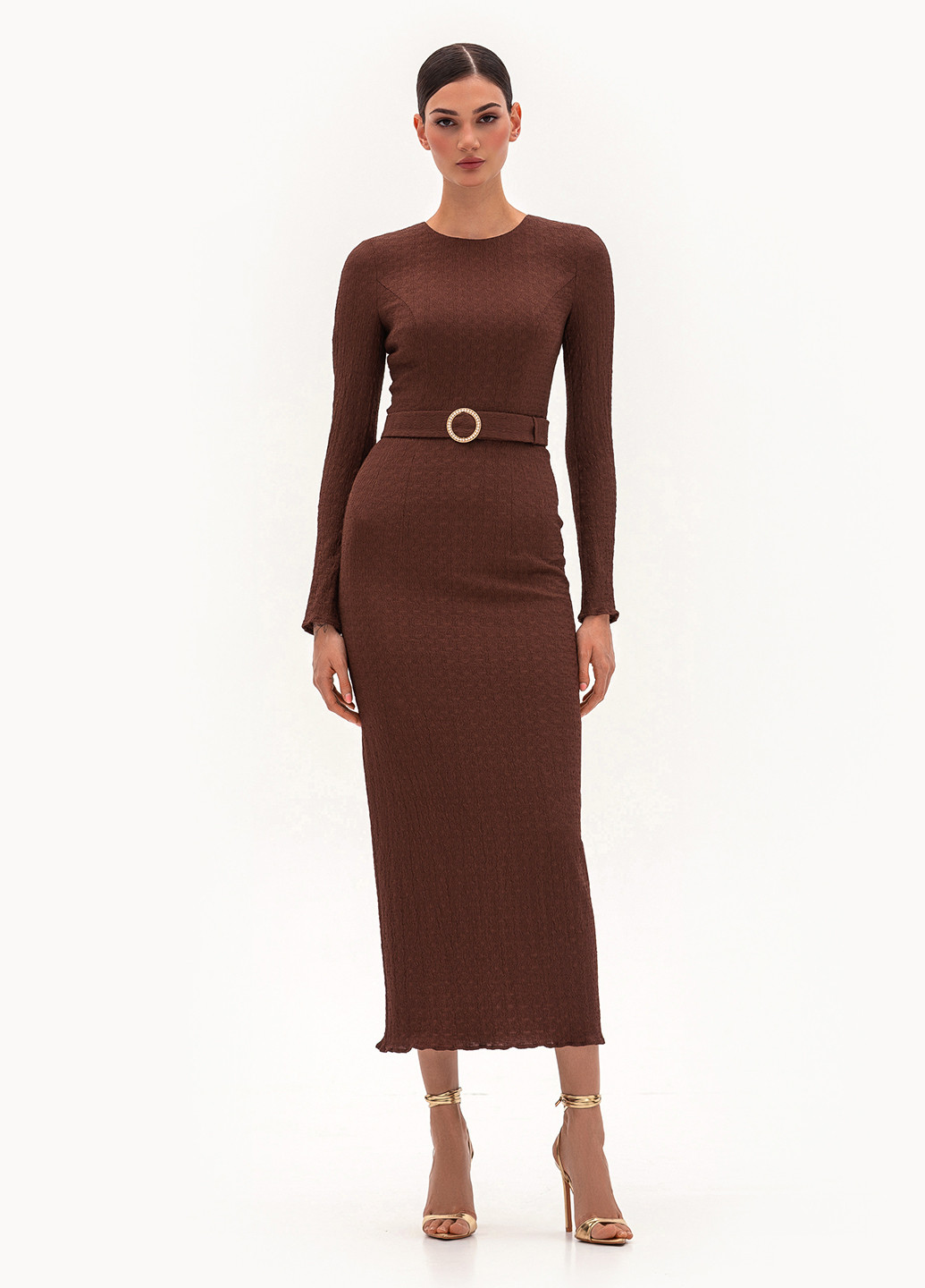 Коричневое кэжуал платье футляр BGL однотонное