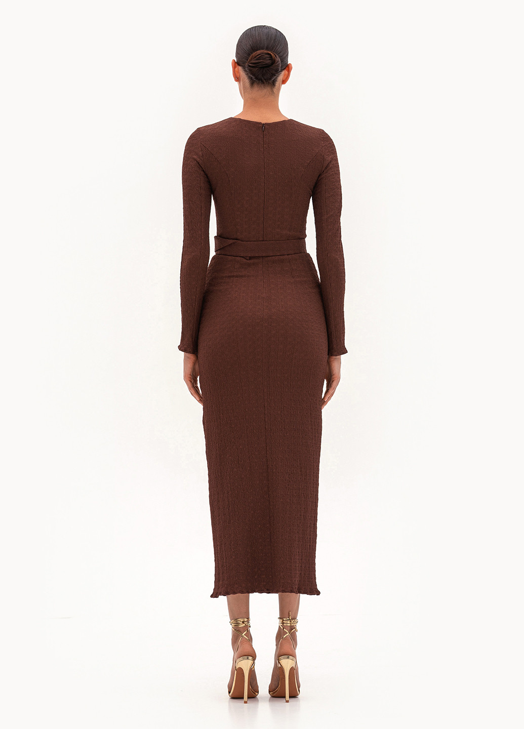 Коричневое кэжуал платье футляр BGL однотонное