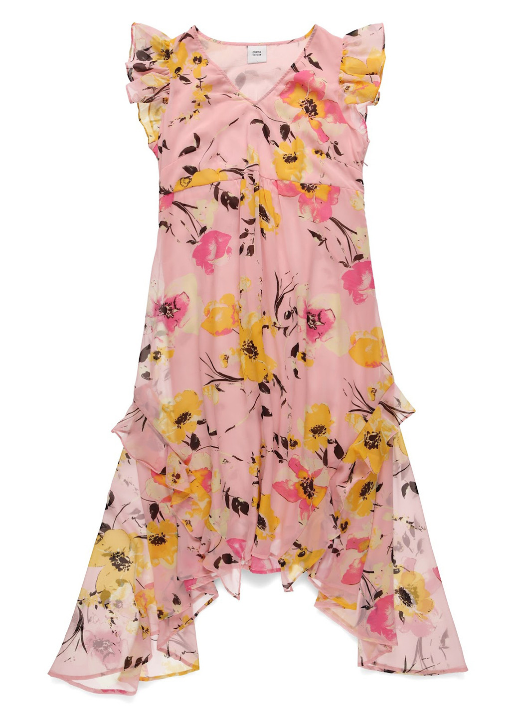 Світло-рожева кежуал плаття для вагітних в стилі армпір, кльош Mama Licious з квітковим принтом