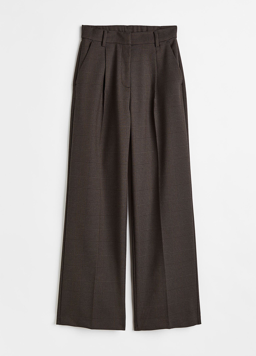 Темно-коричневые кэжуал демисезонные прямые брюки H&M