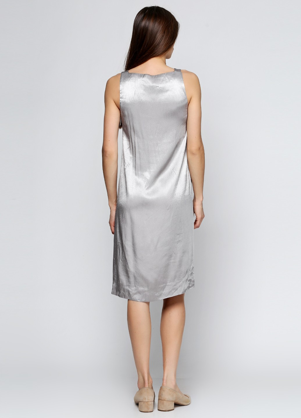 Серебряное коктейльное платье платье-комбинация Mango однотонное