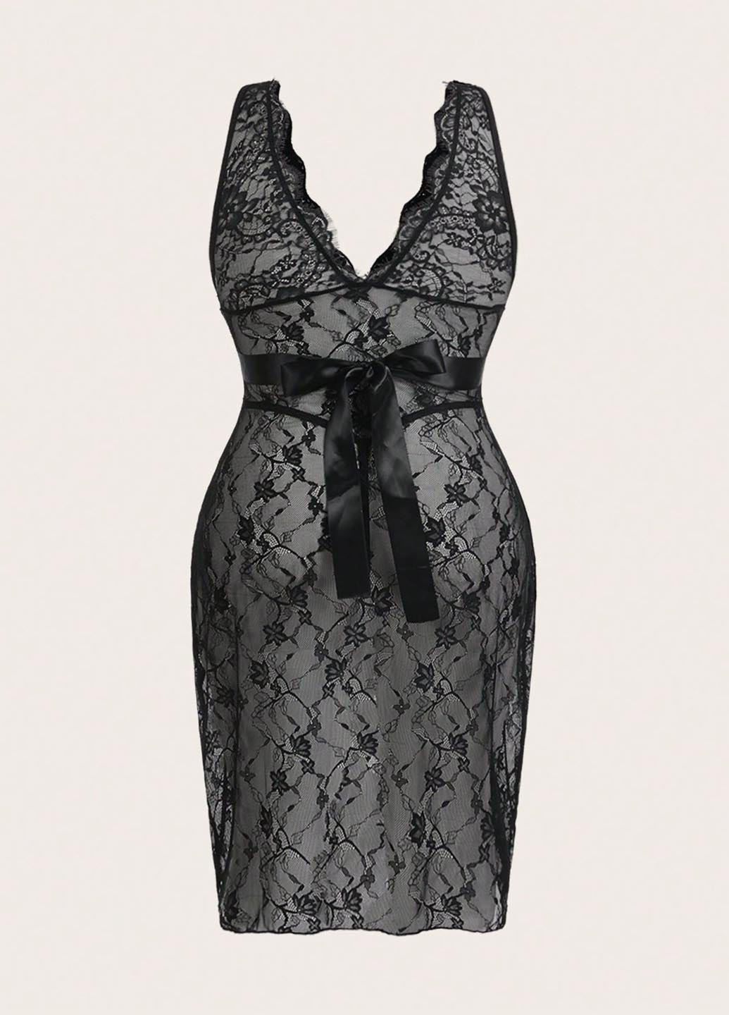 Чорний демісезонний комплект (комбінація, трусики) SHEIN