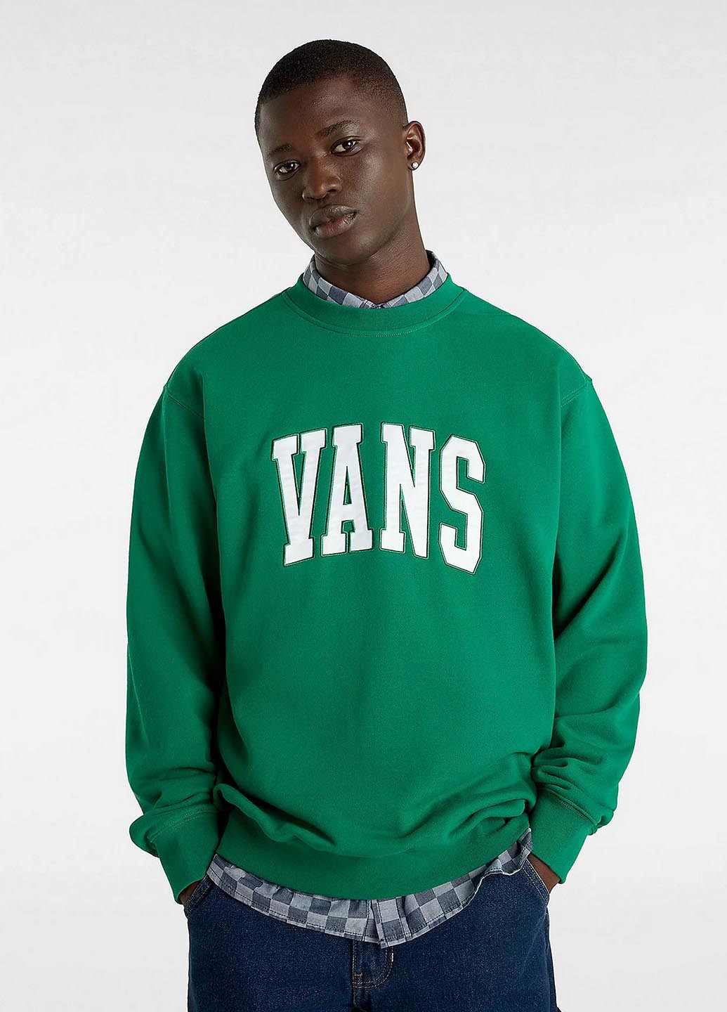 Зеленый свитшот Vans логотип без декора (330382937)