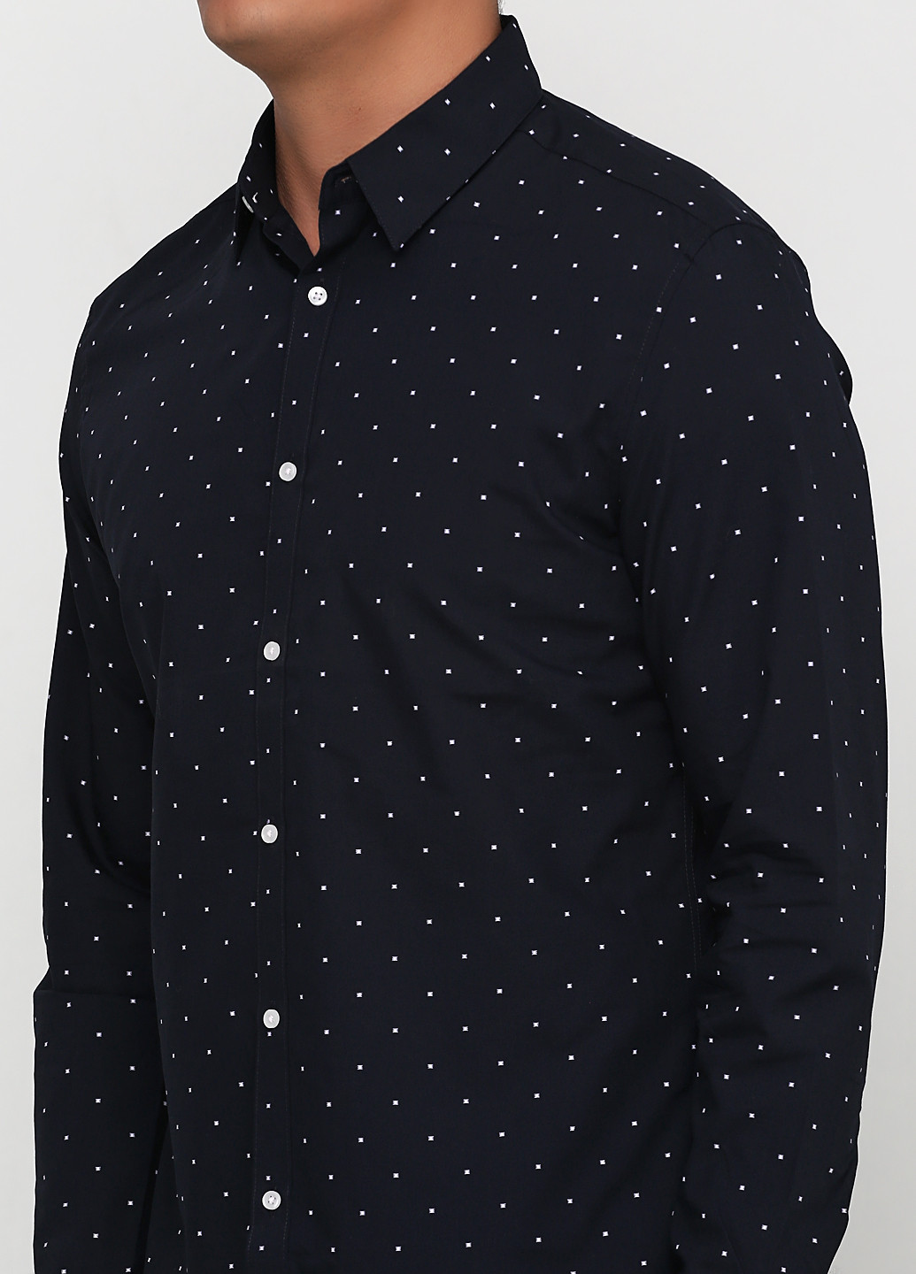 Темно-синяя кэжуал рубашка с рисунком H&M с длинным рукавом