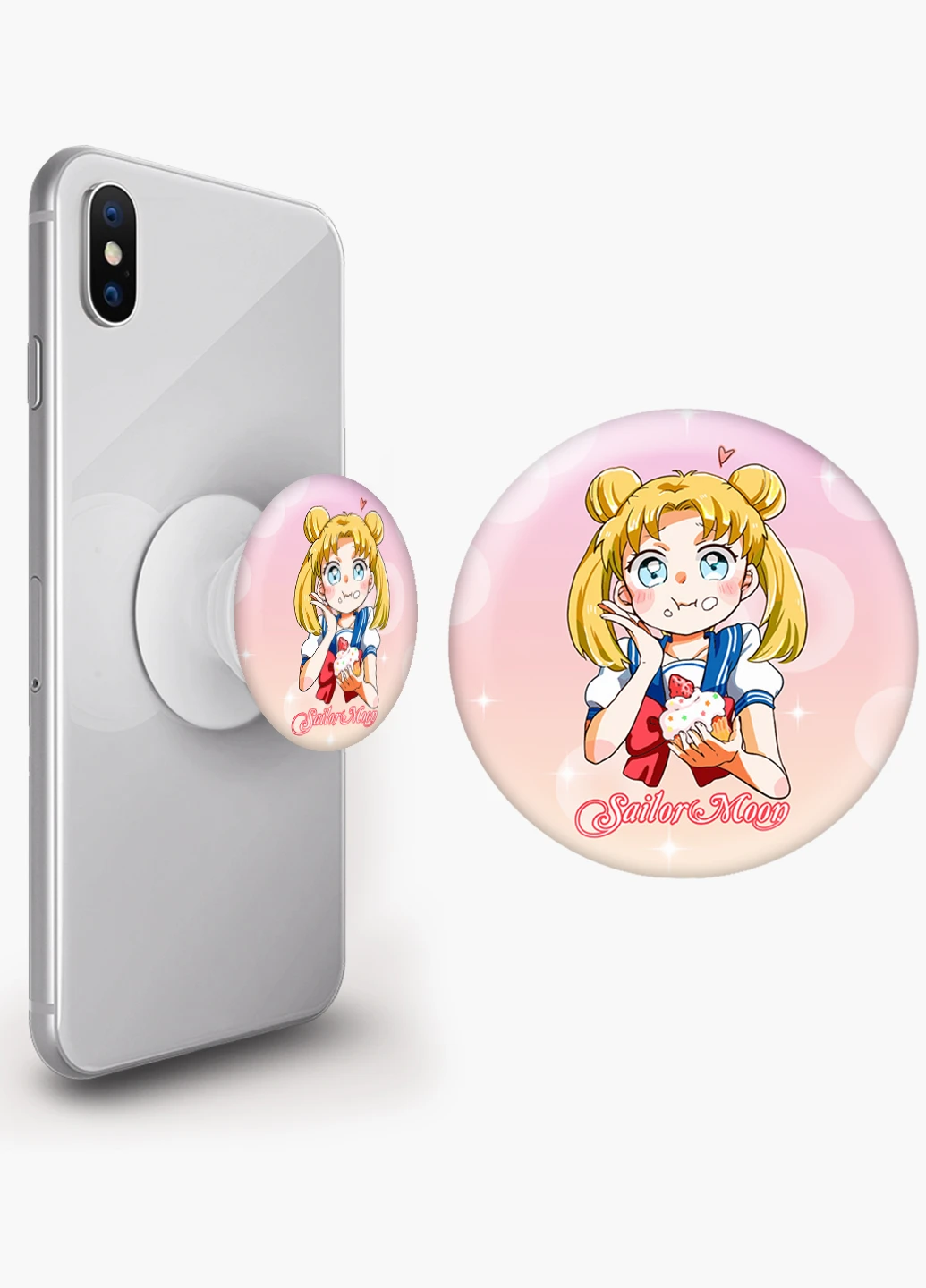 Попсокет (Popsockets) тримач для смартфону Сейлор Мун (Sailor Moon) (8754-2917) Чорний MobiPrint (229014755)