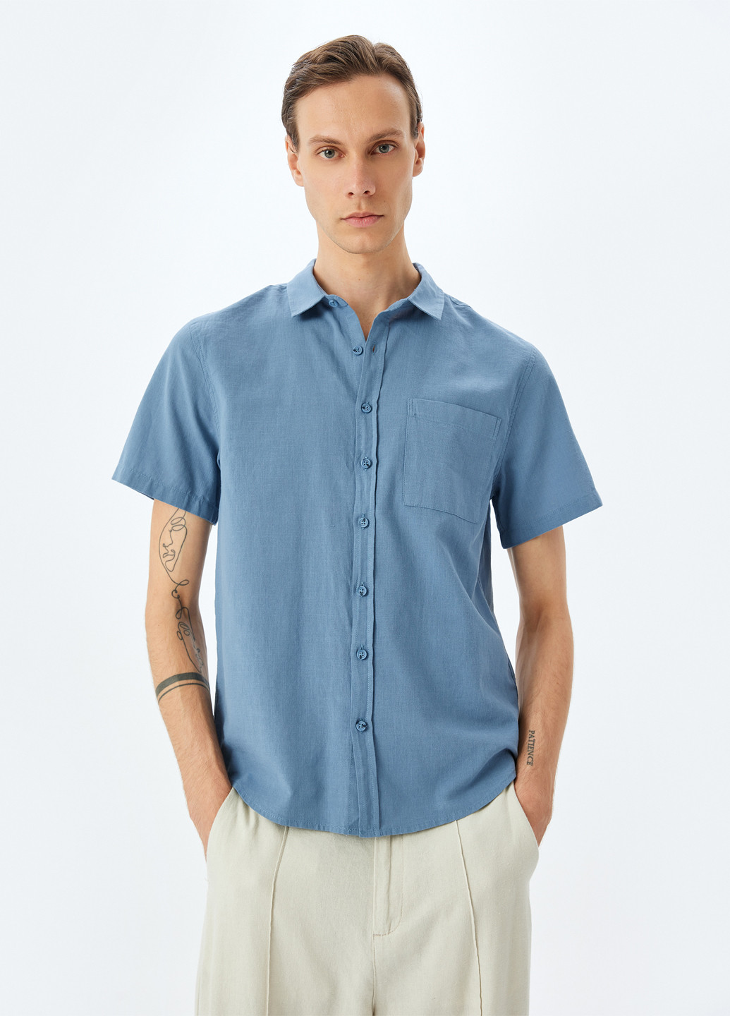 Голубой кэжуал рубашка однотонная KOTON