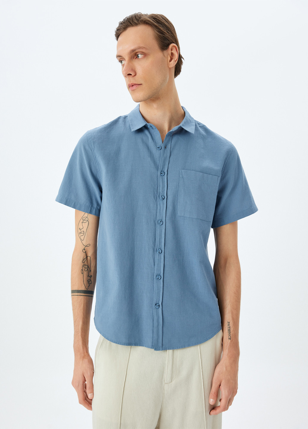 Голубой кэжуал рубашка однотонная KOTON