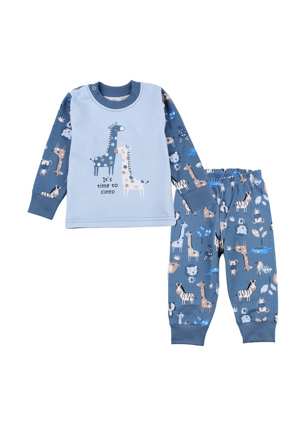 Синя всесезон піжама (лонгслів, штани) лонгслив + брюки Фламинго