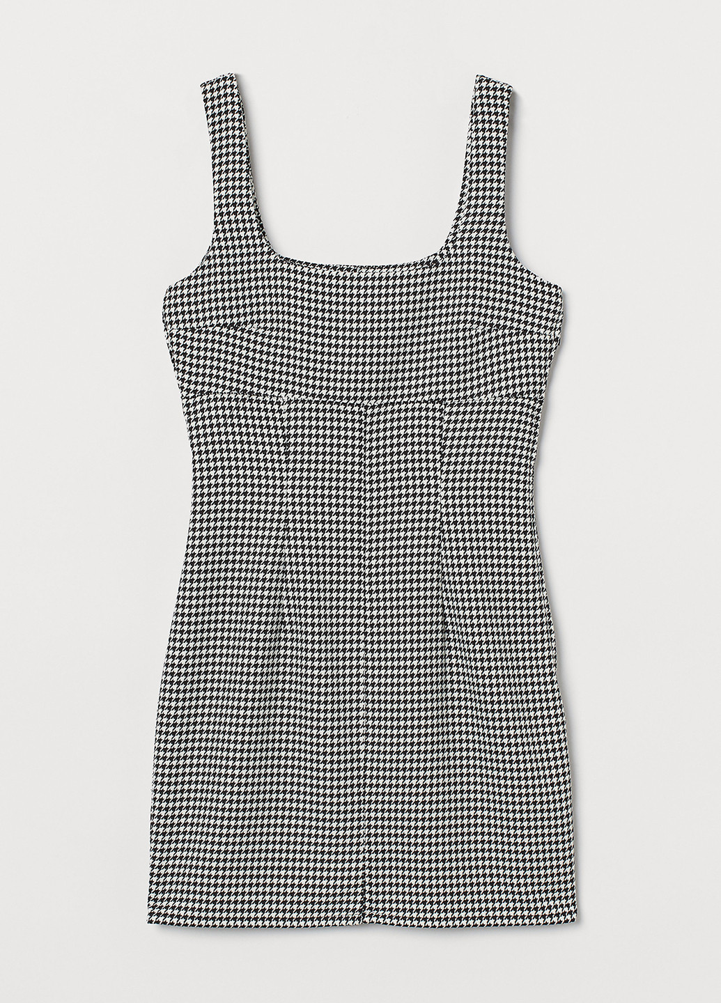 Черно-белое кэжуал платье платье-майка H&M с узором пье-де-пуль «гусиная лапка»
