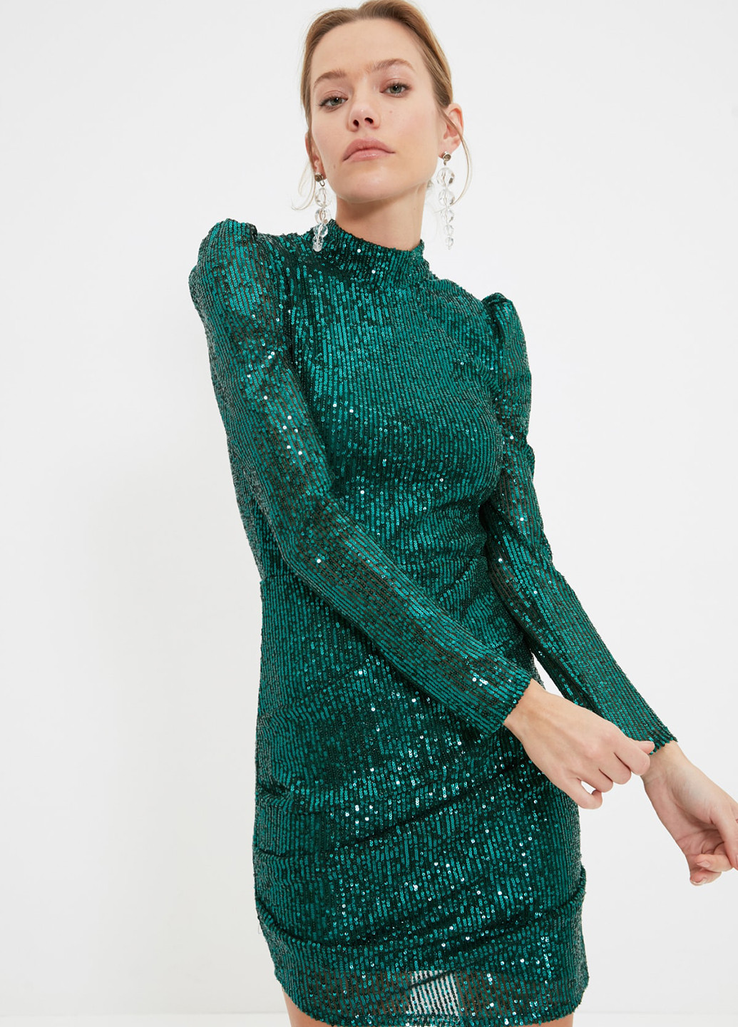 Зеленое кэжуал платье футляр Trendyol