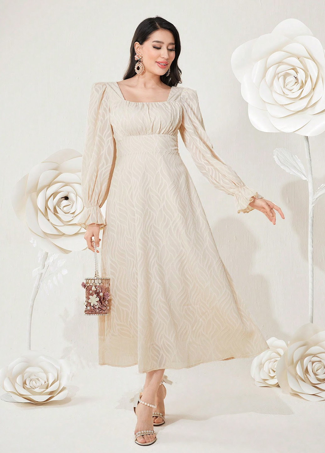 Кремова кежуал сукня а-силует SHEIN однотонна