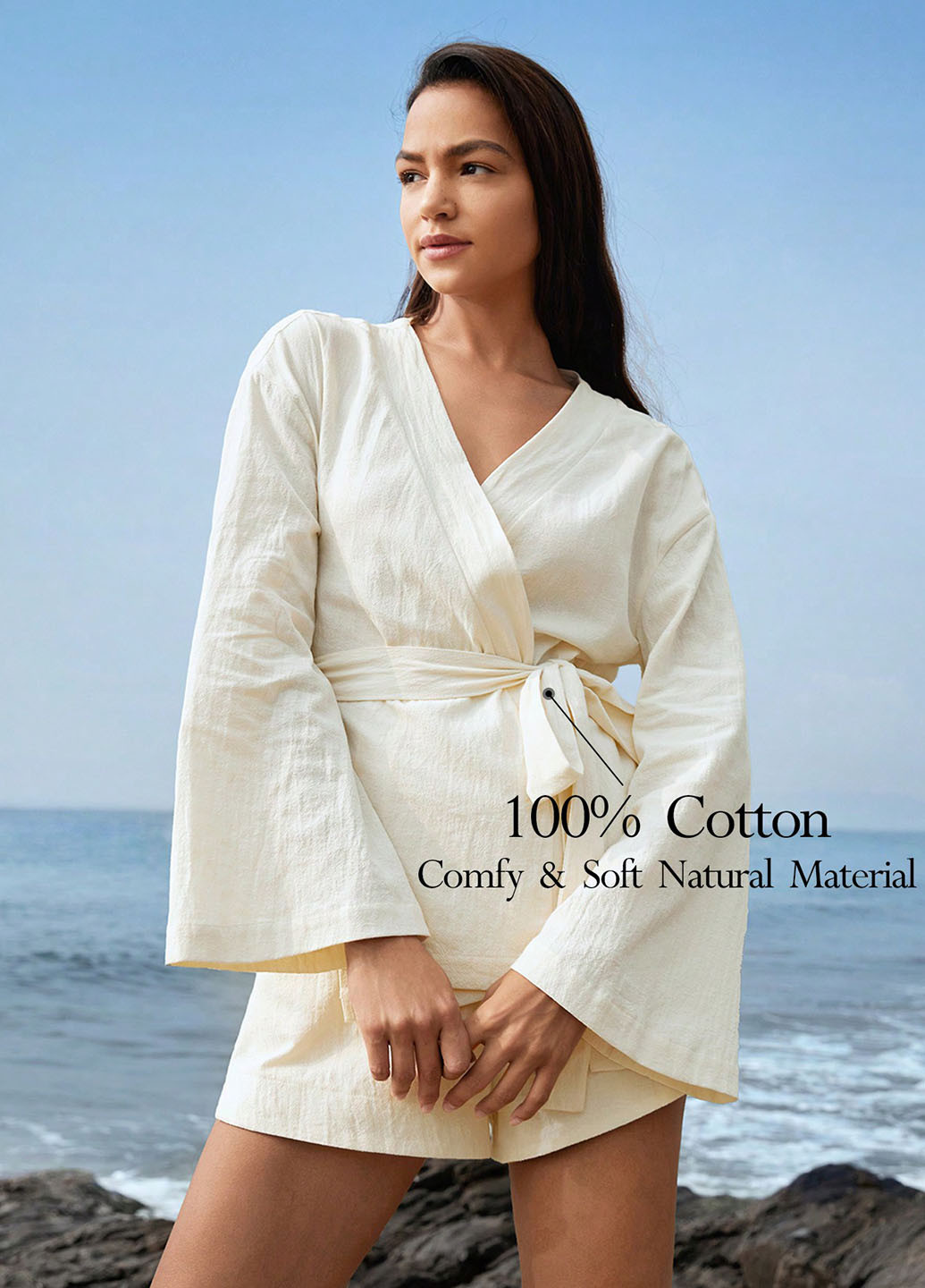 Кремовая блуза на запах SHEIN