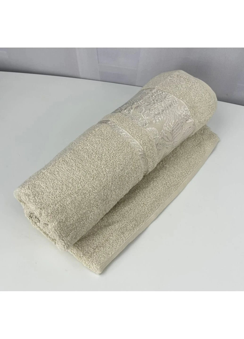 Полотенце банное махровое Febo Vip Cotton Botanik Турция 6381 бежевое 70х140 см No Brand комбинированный