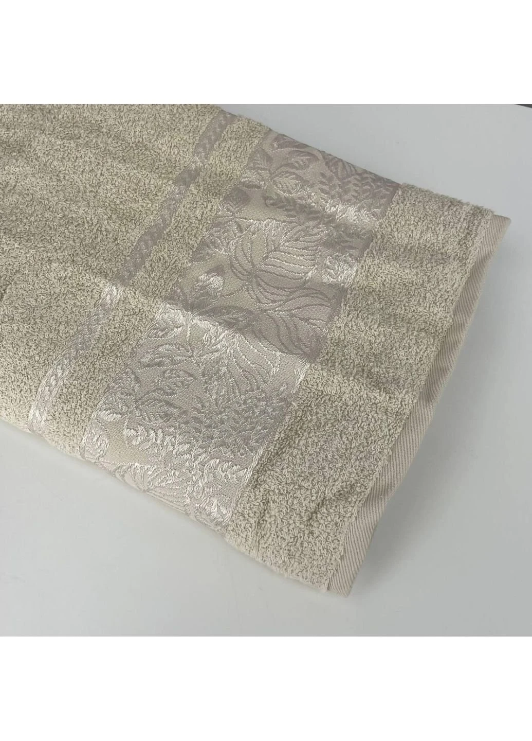 Полотенце банное махровое Febo Vip Cotton Botanik Турция 6381 бежевое 70х140 см No Brand комбинированный
