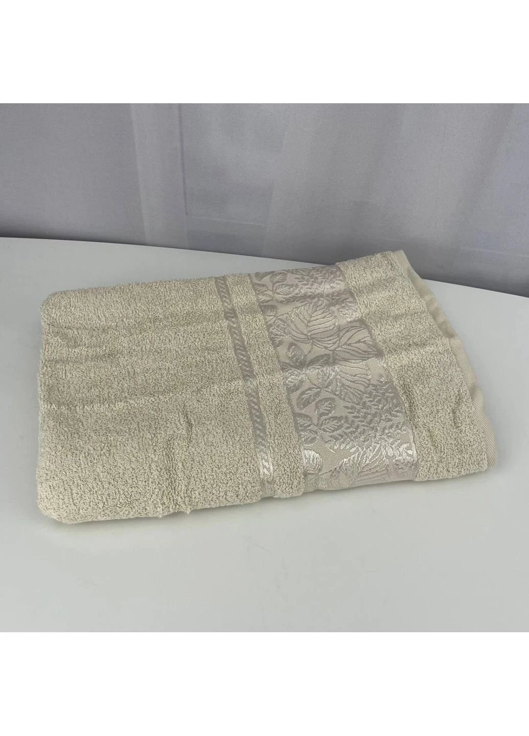 Полотенце банное махровое Febo Vip Cotton Botanik Турция 6381 бежевое 70х140 см No Brand комбинированный
