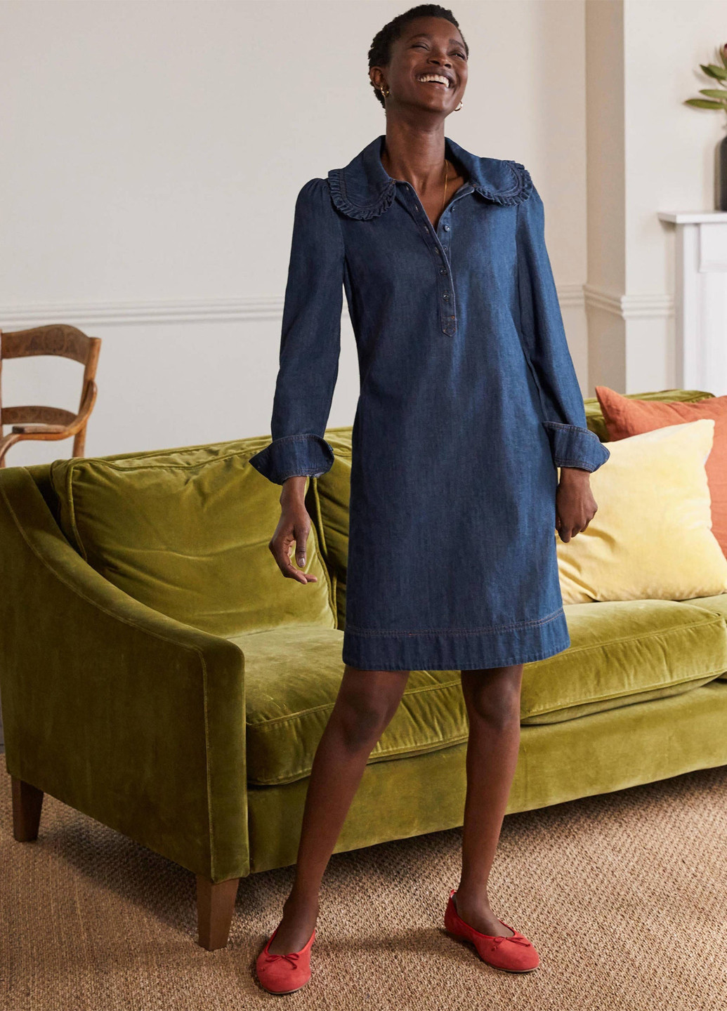 Синя джинсова сукня сукня-сорочка Boden однотонна