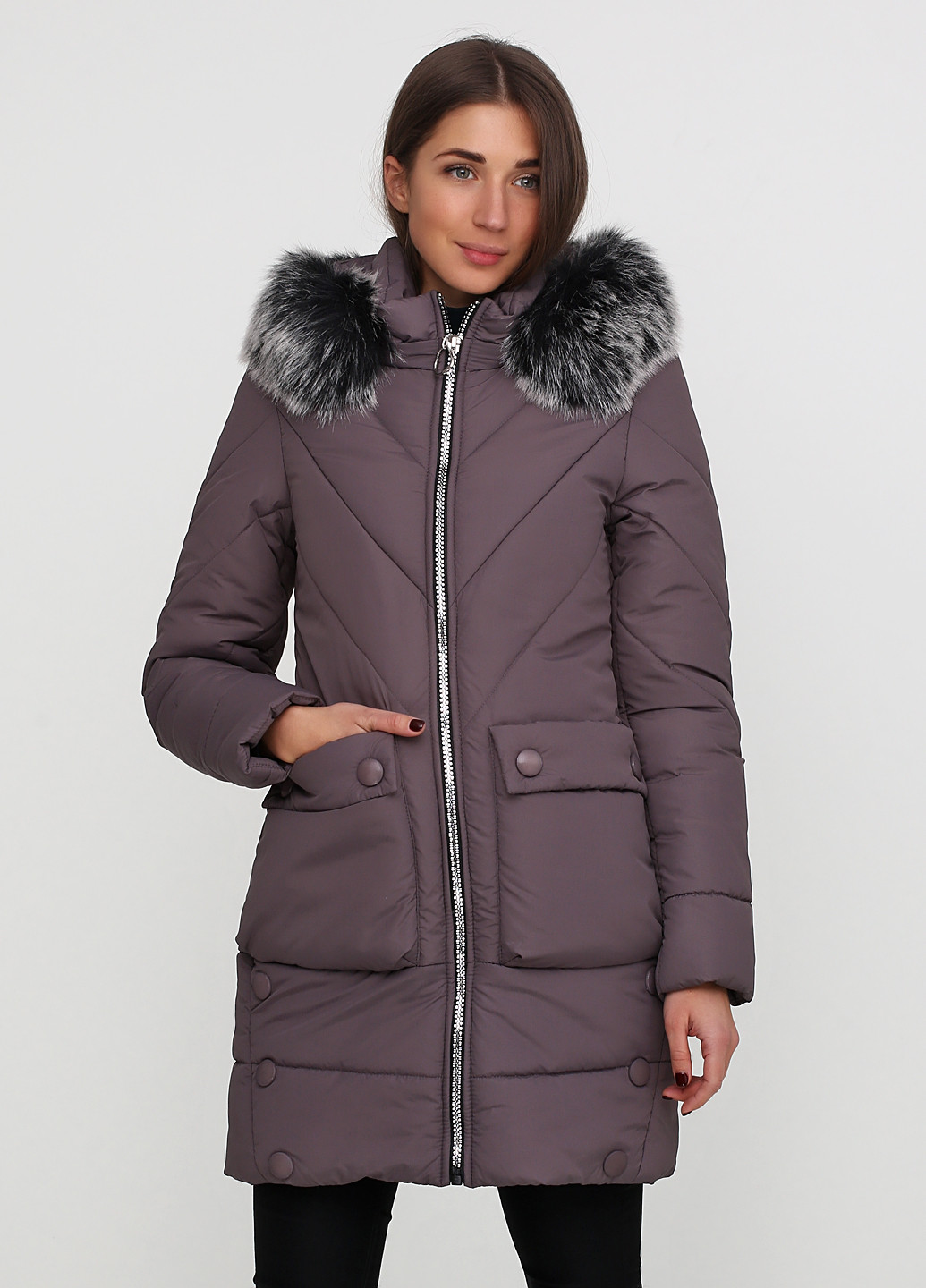 Бледно-фиолетовая зимняя куртка R&G
