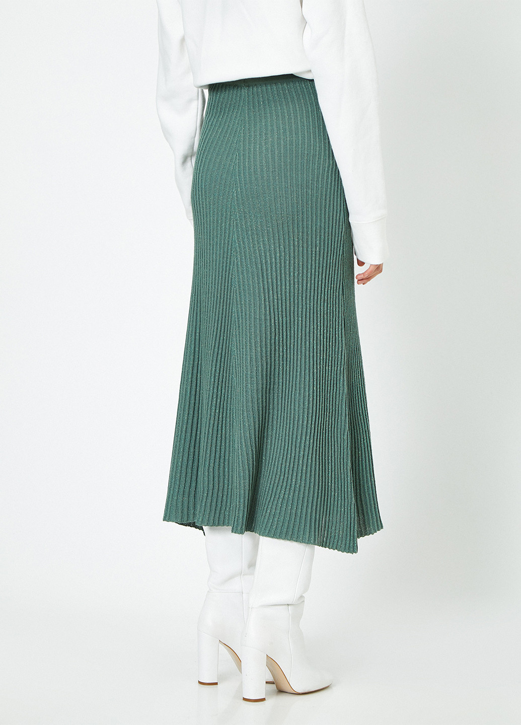 Темно-зеленая кэжуал меланж юбка KOTON клешированная