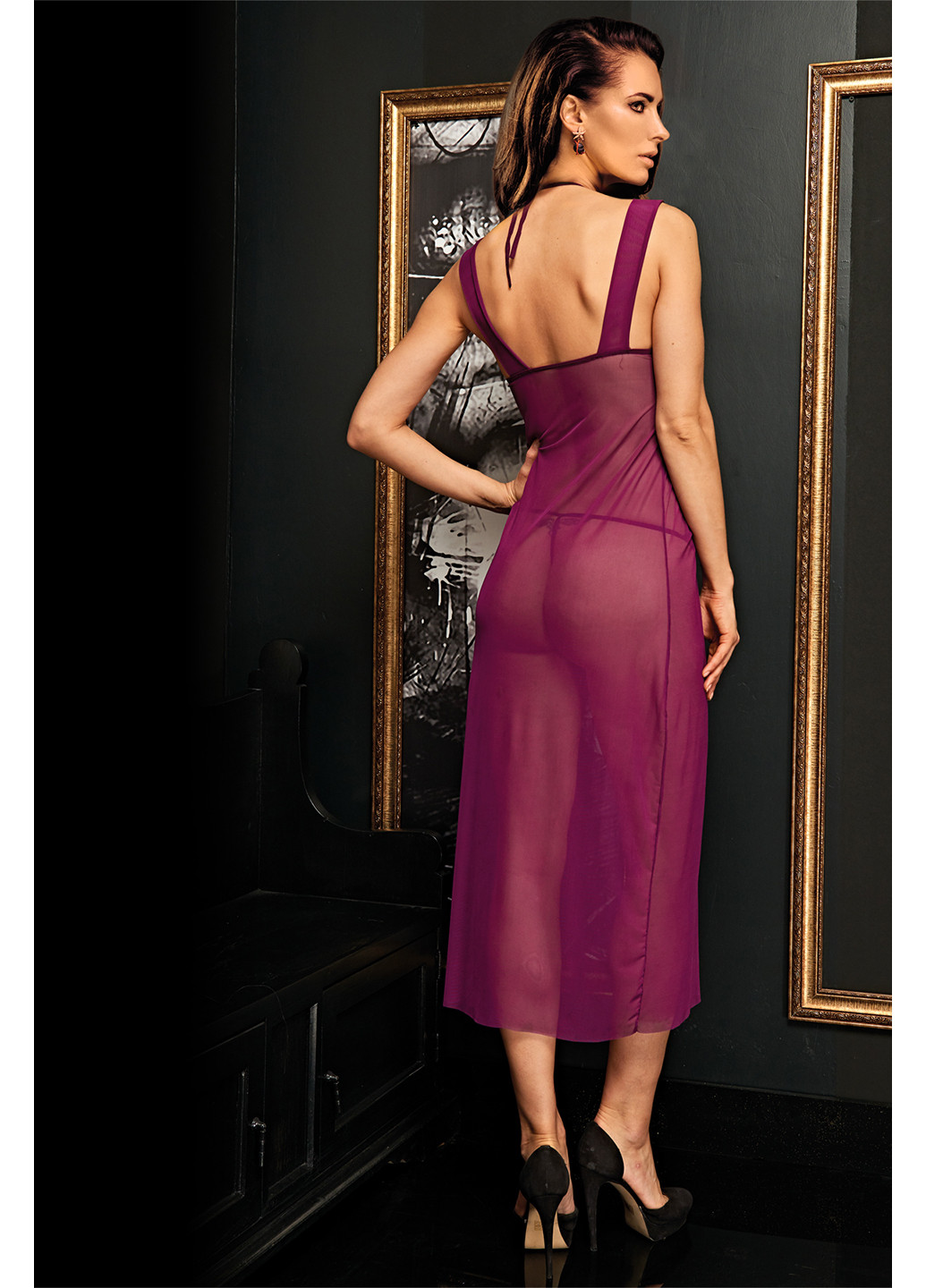 Фіолетовий демісезонний комплект (нічна сорочка, трусики) Miorre