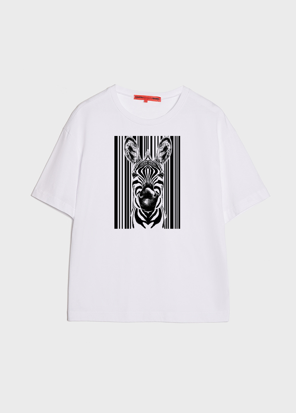 Белая летняя футболка женская оверсайз zebra KASTA design