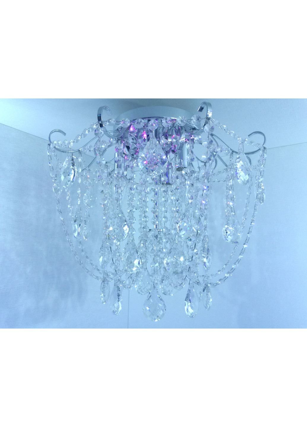 Люстра стельова кришталева з пультом 90080/4 Хром 42х45х45 см. Sunnysky (253630234)