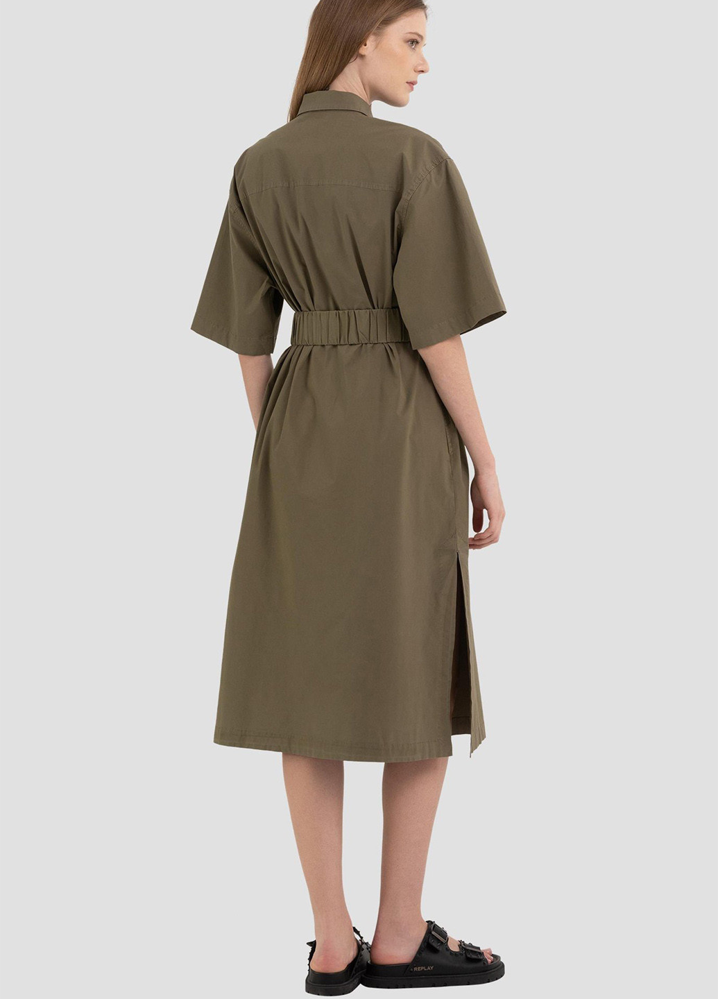 Оливкова (хакі) кежуал сукня сукня-сорочка Replay однотонна