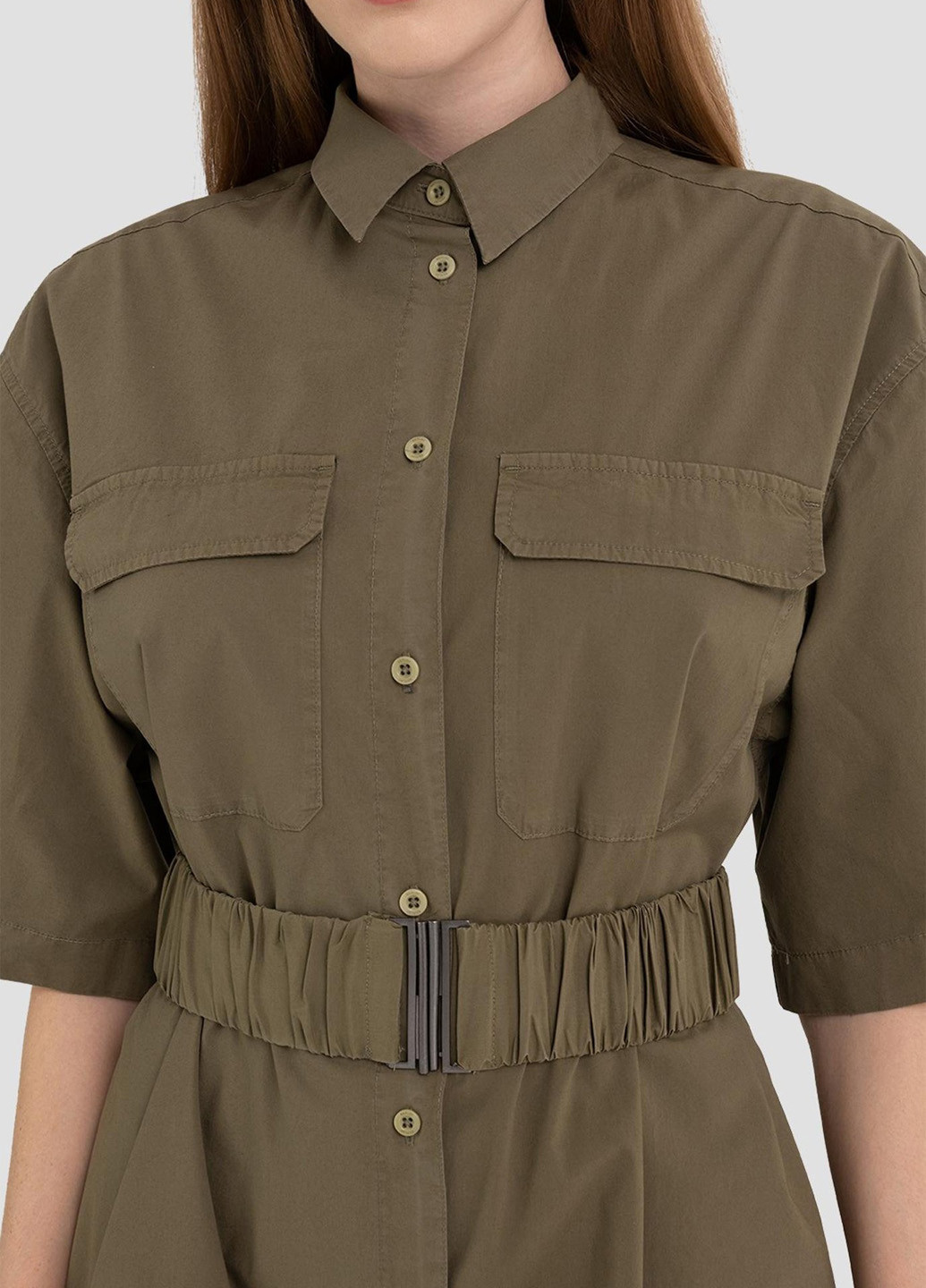 Оливкова (хакі) кежуал сукня сукня-сорочка Replay однотонна