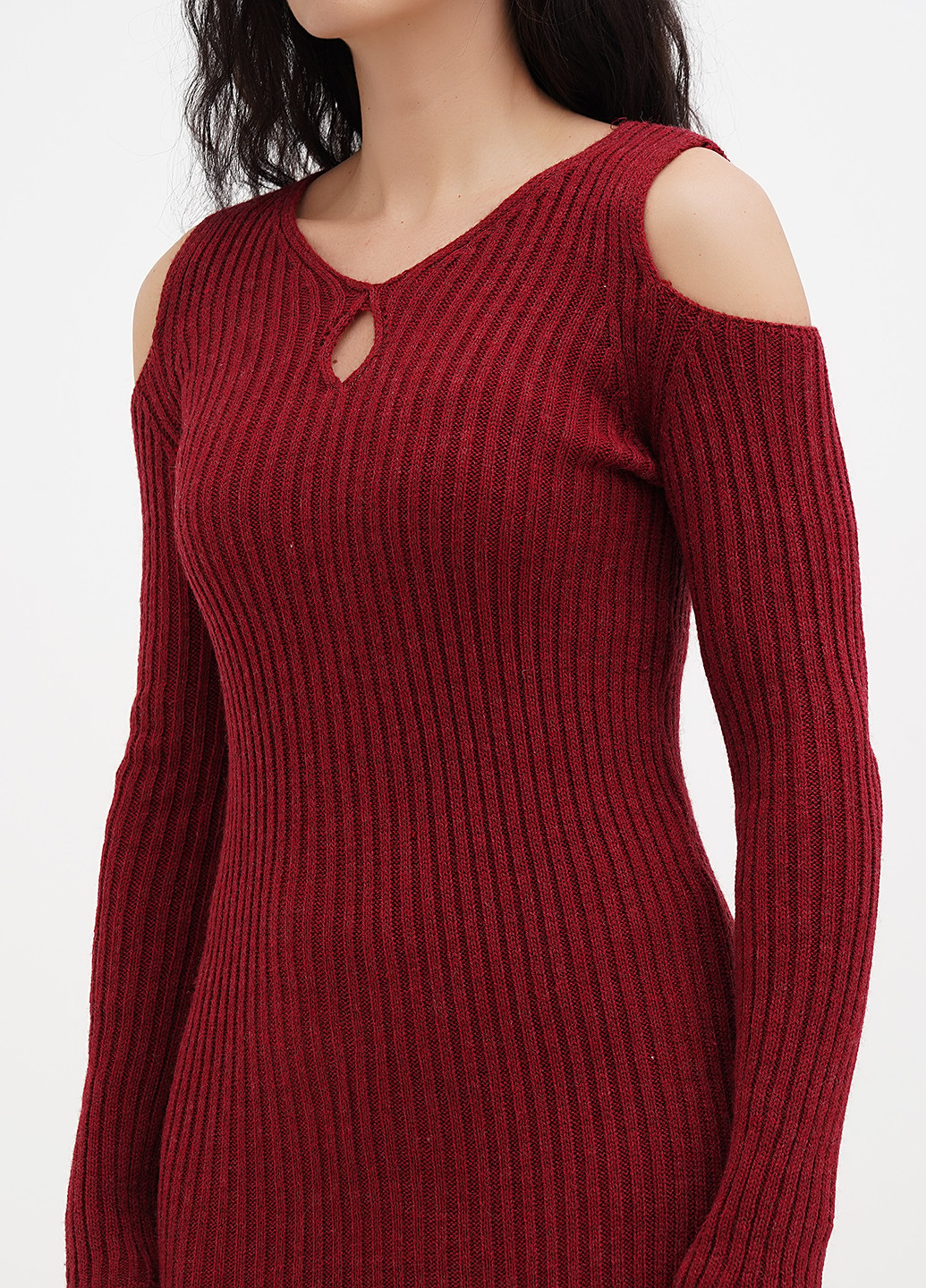 Бордовое кэжуал платье платье-свитер Imperial однотонное