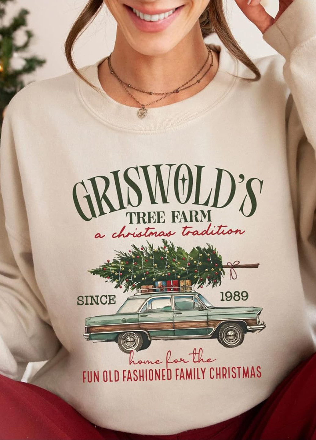 Бежевый свитшот SHEIN новогодний без декора (353322198)