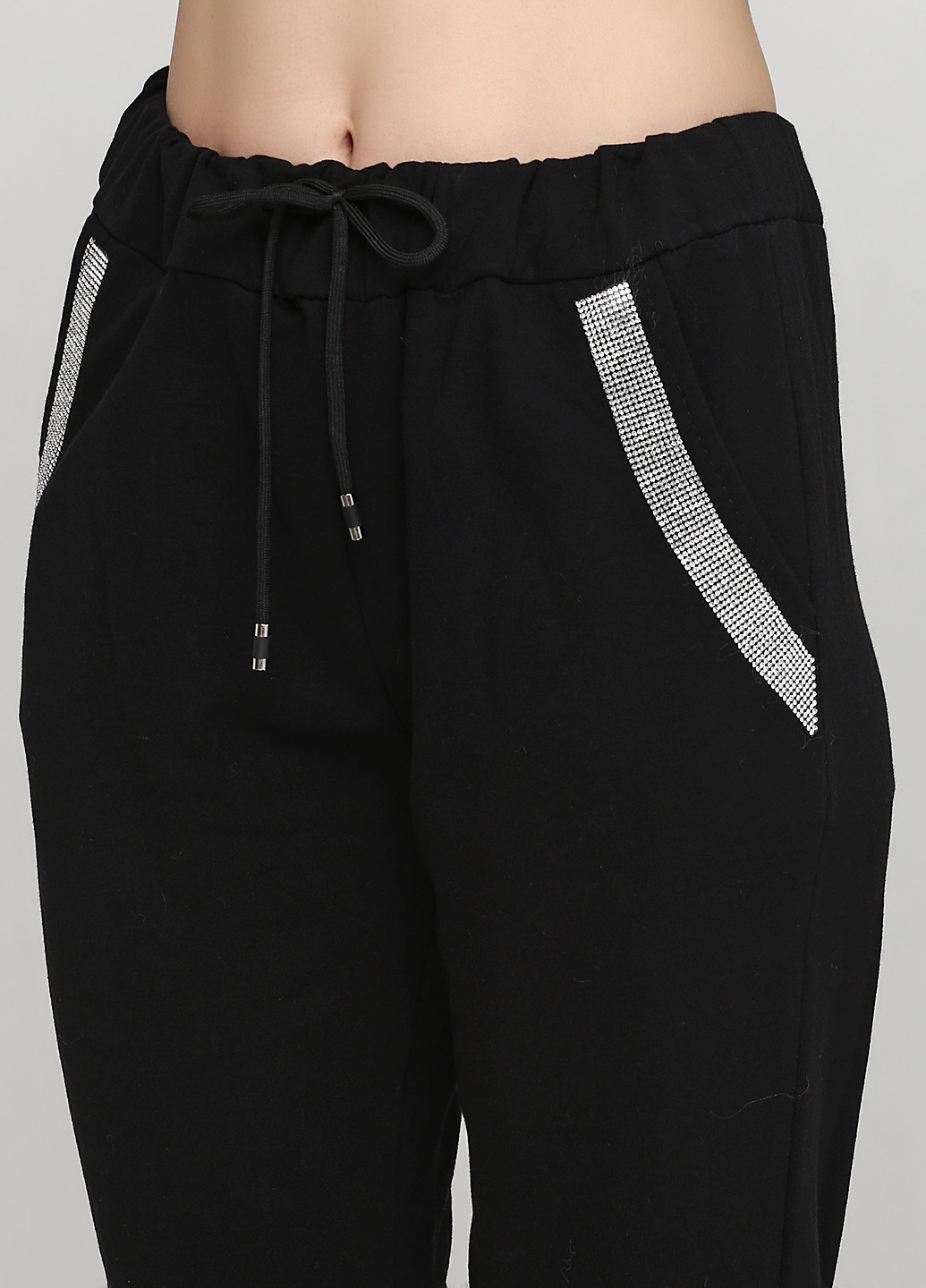 Костюм (худі, брюки) Made in Italy з довгим рукавом, брючний однотонний чорний кежуал