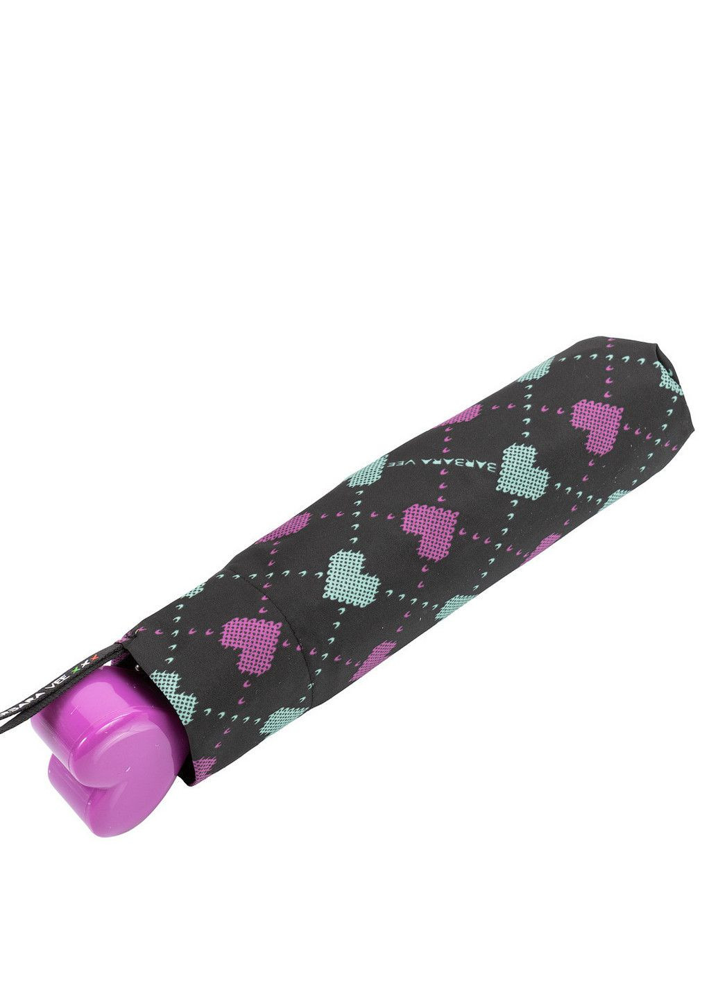 Чорна складна парасолька хутроанічна 96 см BARBARA VEE (197761603)