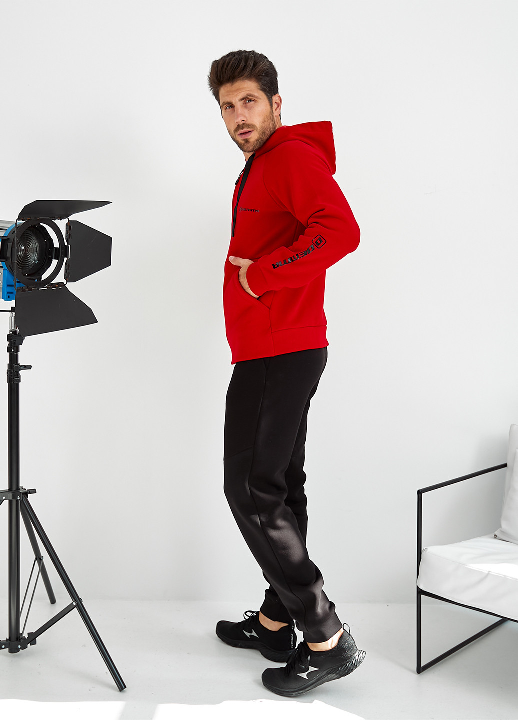 Костюм (толстовка, брюки) Demma брючный логотип красный спортивный хлопок, трикотаж