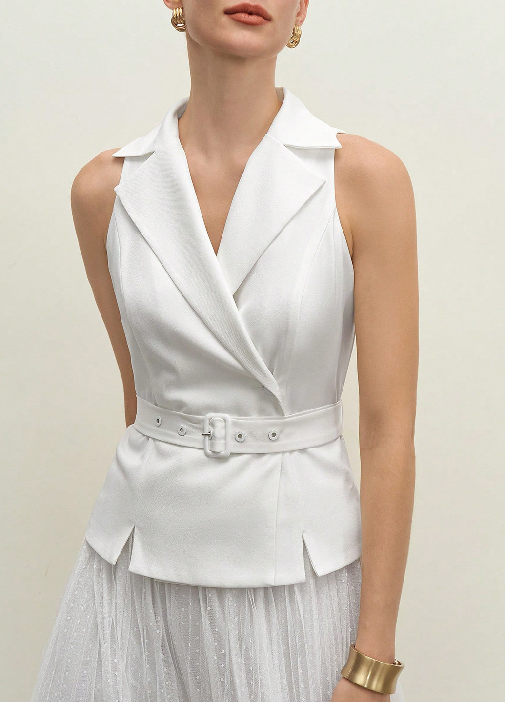 Білий літній комплект (жилет, спідниця) SHEIN