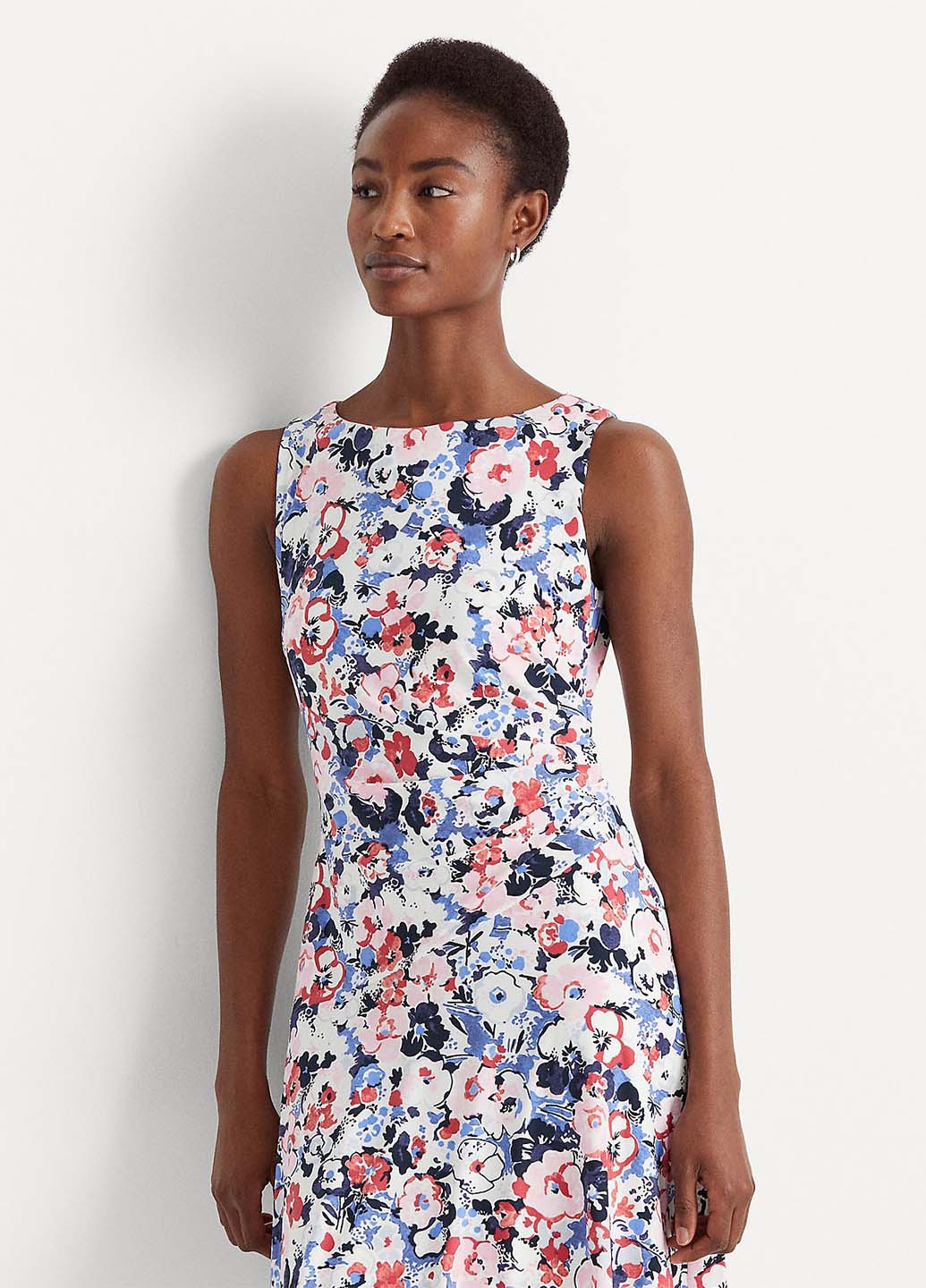 Комбинированное кэжуал платье а-силуэт Ralph Lauren с цветочным принтом
