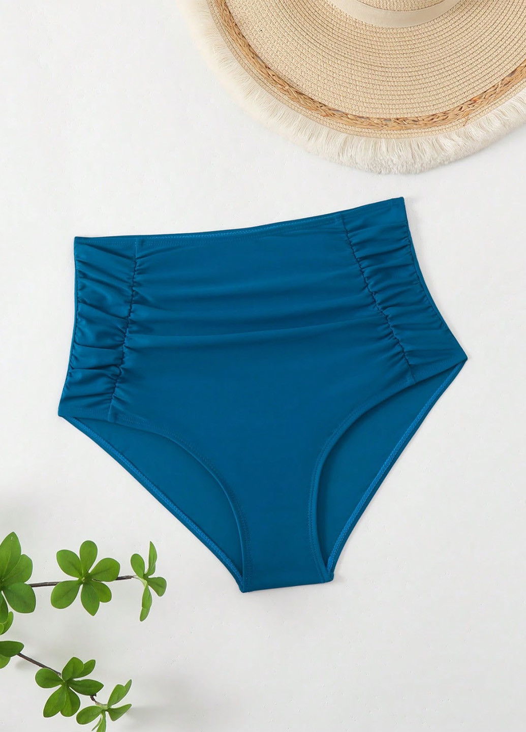 Морской волны купальные трусики однотонные SHEIN