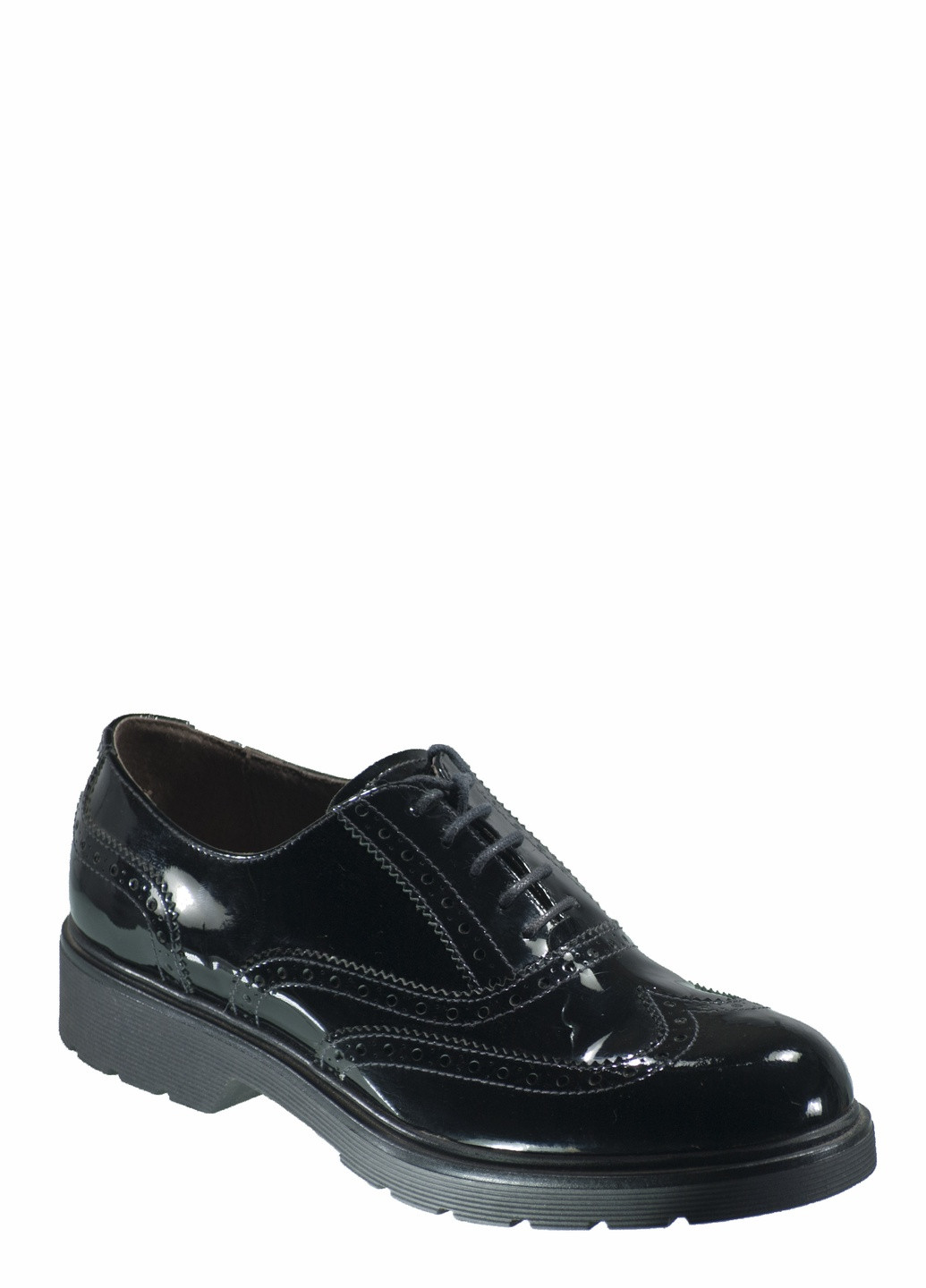 Туфли Nero Giardini на низком каблуке со шнуровкой, с перфорацией, с тиснением, с логотипом, лаковые