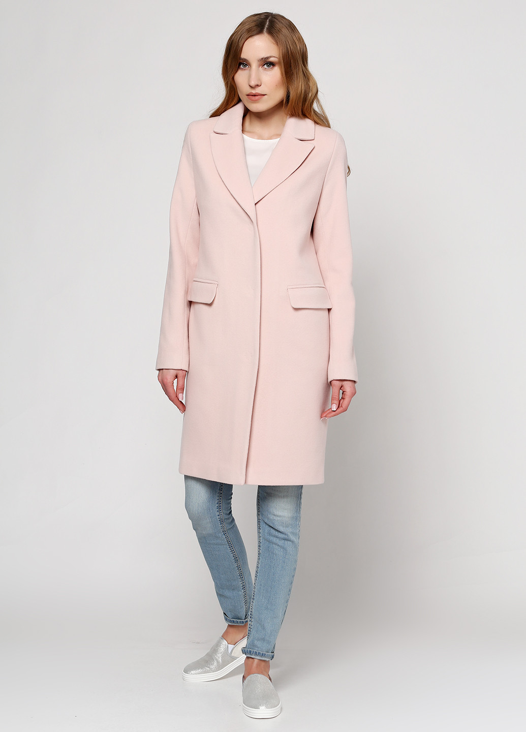 Розовое демисезонное Пальто без капюшона Florens