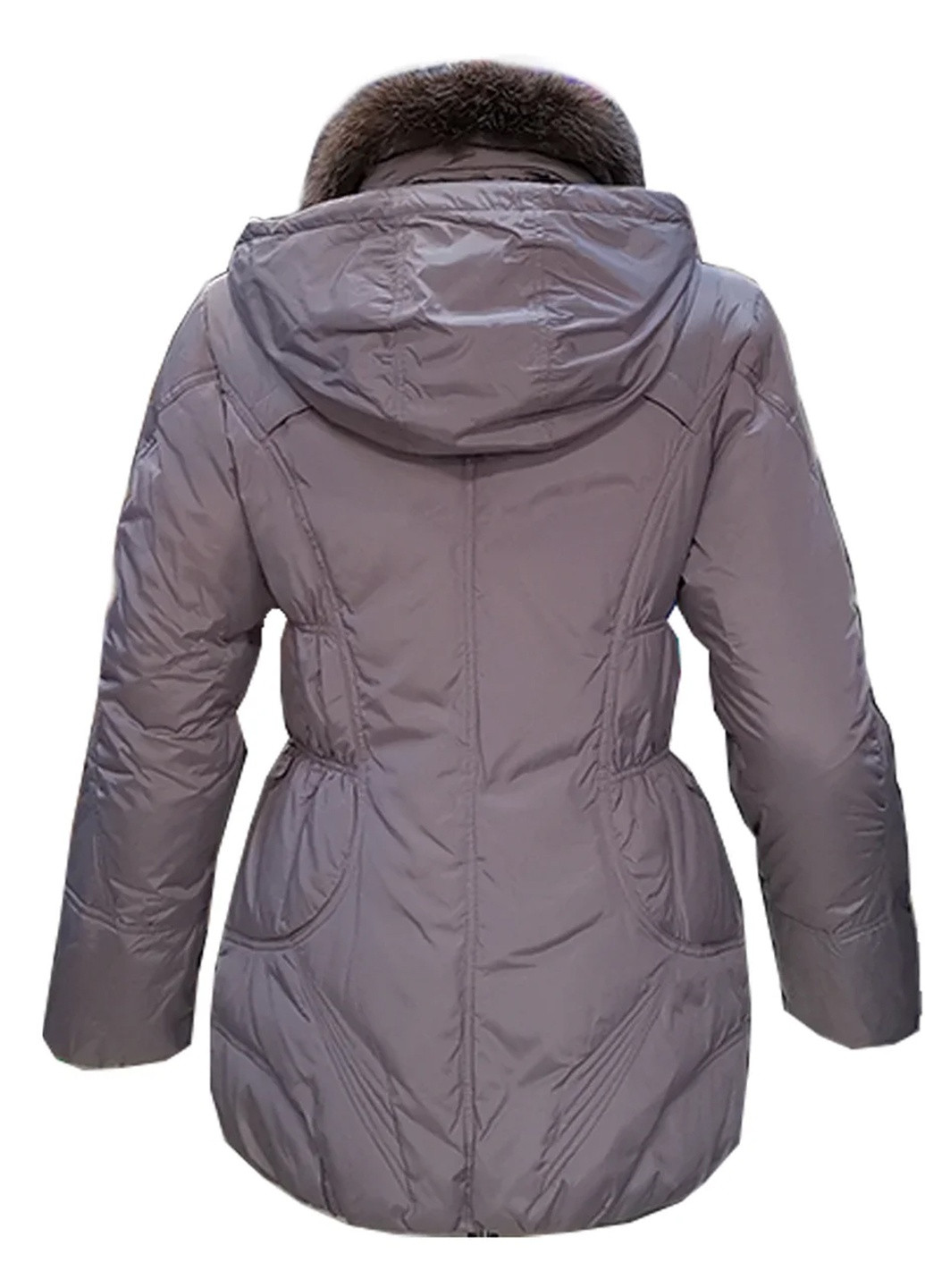 Світло-лілова зимня пуховик з капюшоном з хутром лисиці City Classic