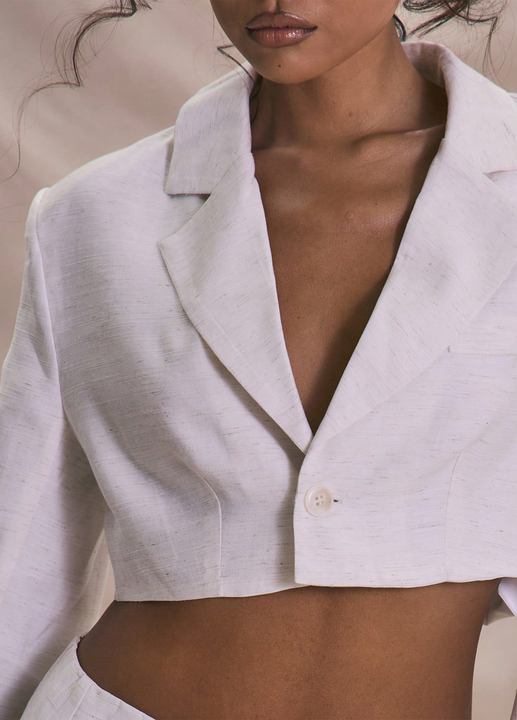 Молочный женский жакет SHEIN однотонный - демисезонный