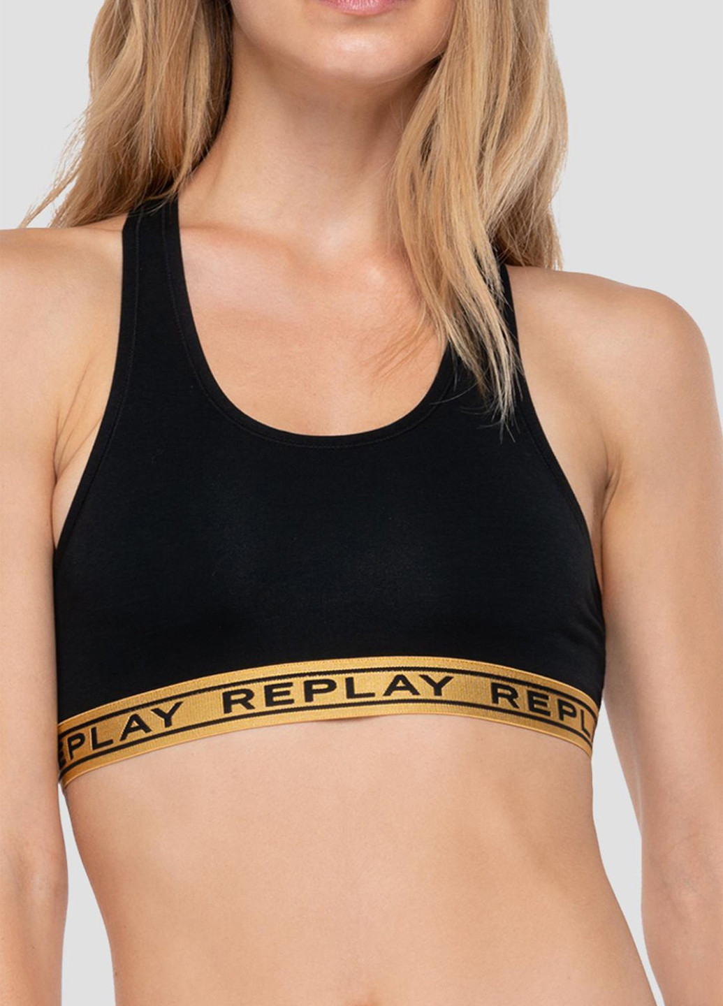 Чорний топ бюстгальтер Replay без кісточок бавовна