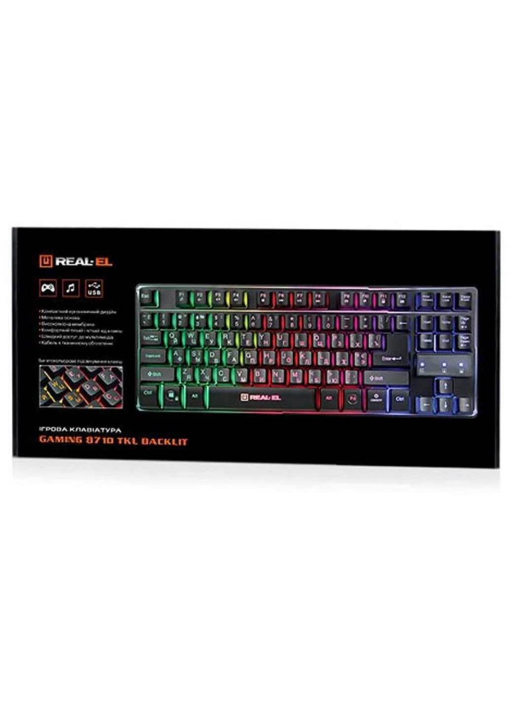 Клавіатура Real-El 8710 Gaming TKL Backlit, black (253468582)