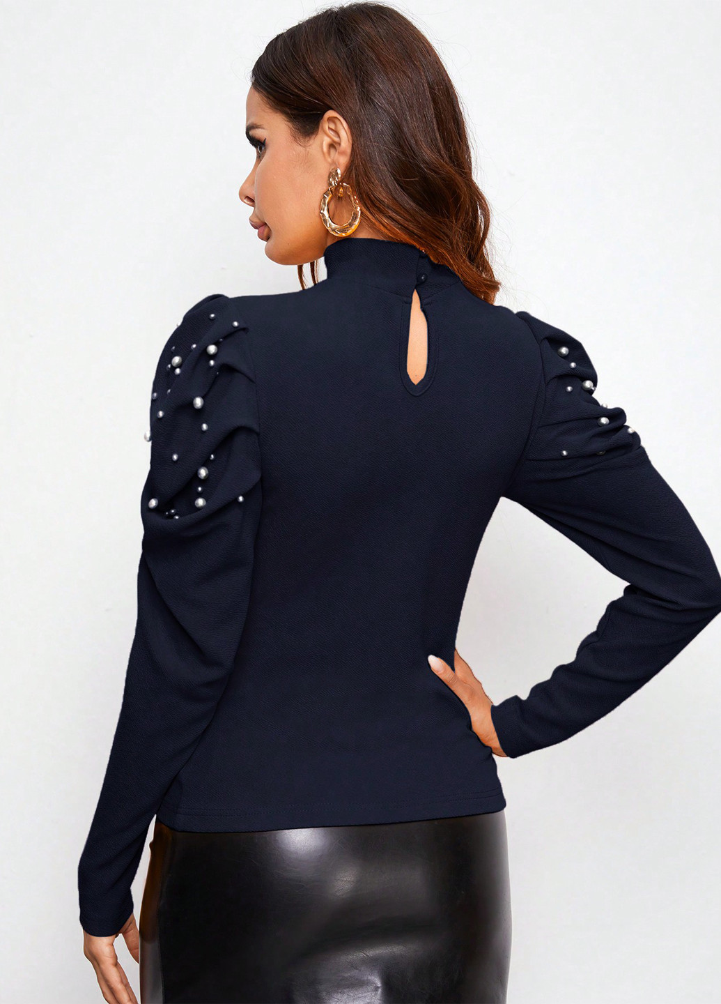 Темно-синя блуза SHEIN