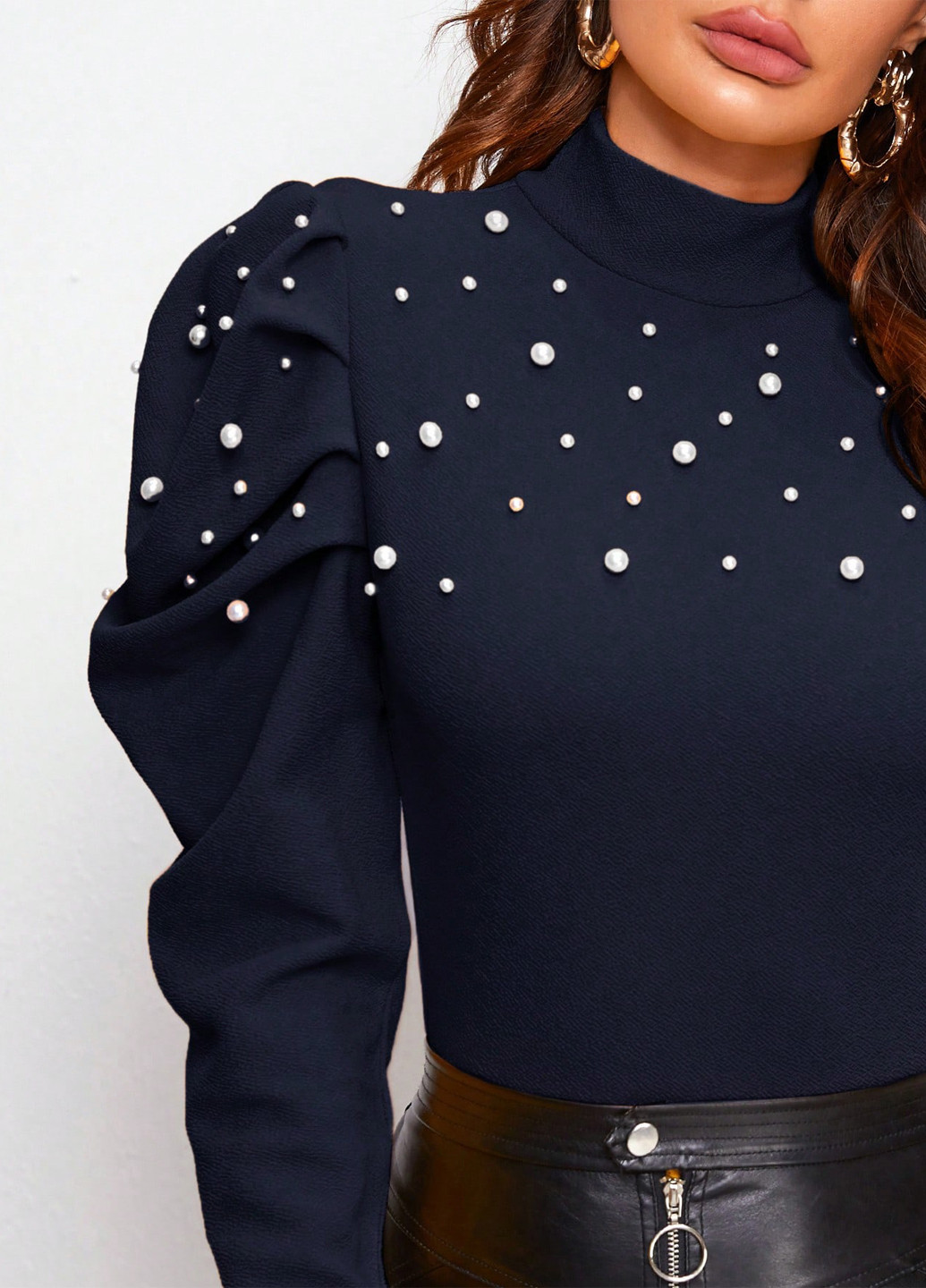 Темно-синя блуза SHEIN