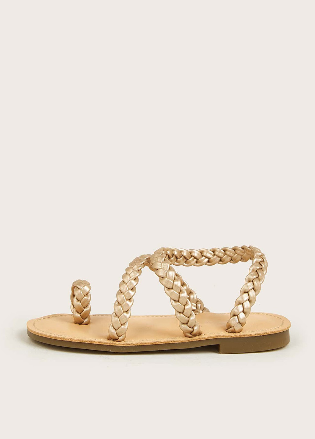 Золотые кэжуал сандалии SHEIN Без шнурков