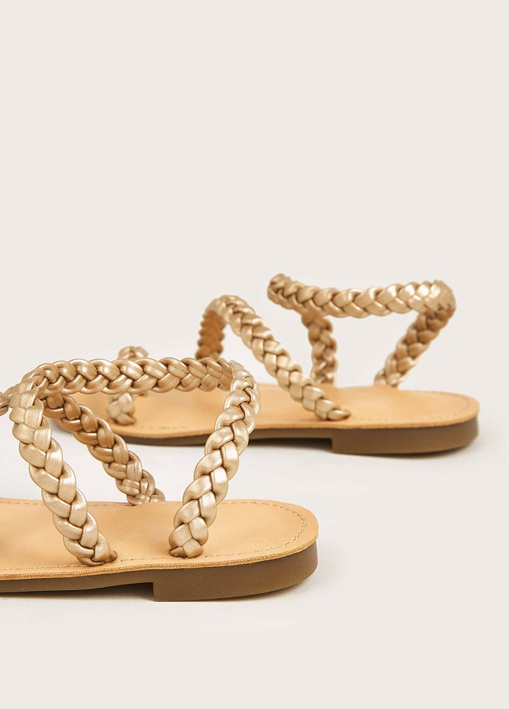 Золотые кэжуал сандалии SHEIN Без шнурков